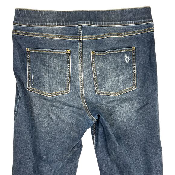 Spanx Size XL Distressed Ankle Skinny Jean Medium Wash High Rise Pull On Blue - Picture 5 of 10